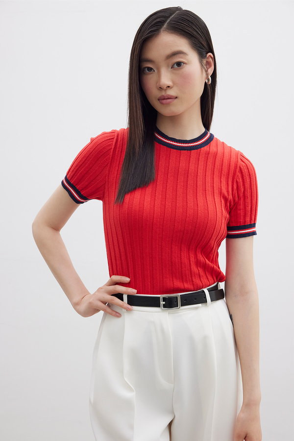 Manuka - RETRO STRIPED KNIT T-SHIRT RED (1)