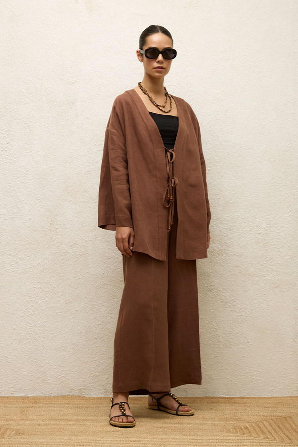 Manuka - LINEN KIMONO BROWN (1)