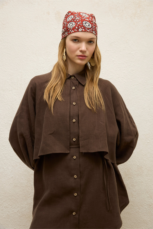 Manuka - LINEN TRENCH SHIRT BITTER BROWN (1)