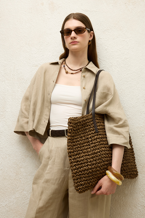 Manuka - STRAW SHOULDER BAG BROWN (1)