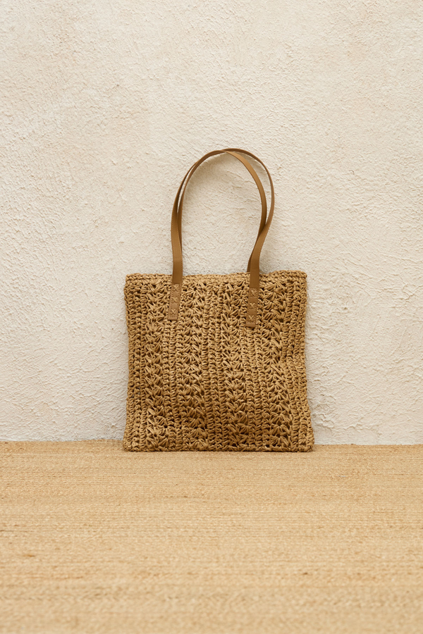 Manuka - PATTERNED STRAW SHOULDER BAG NATURAL (1)