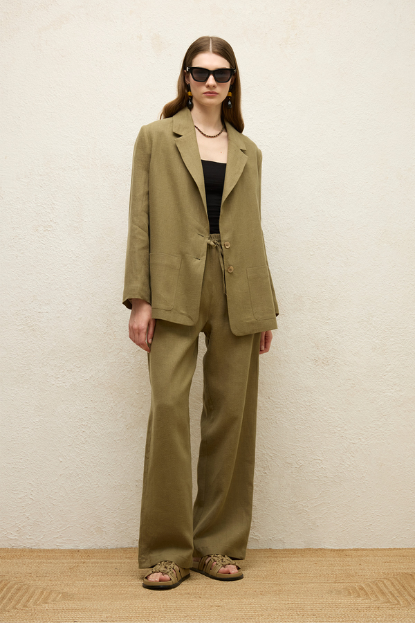 Manuka - LINEN OVERSIZE BLAZER JACKET KHAKI (1)