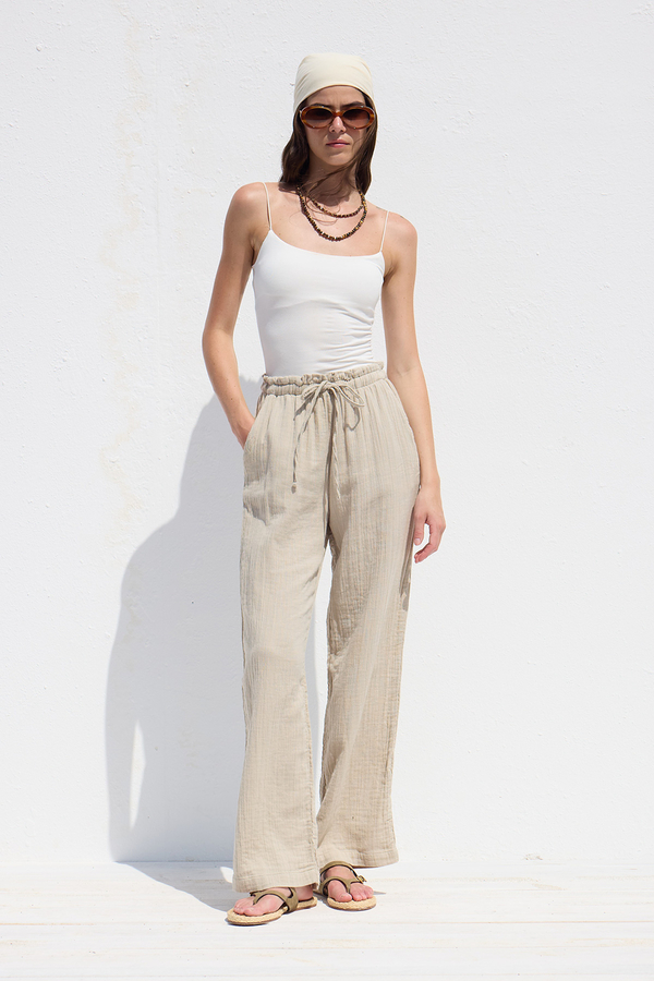 Manuka - MUSLIN COZY TROUSERS SAND (1)