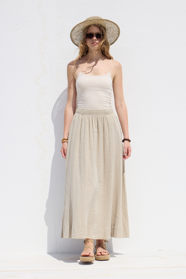 Manuka - WIDE CUT MUSLIN SKIRT SAND (1)