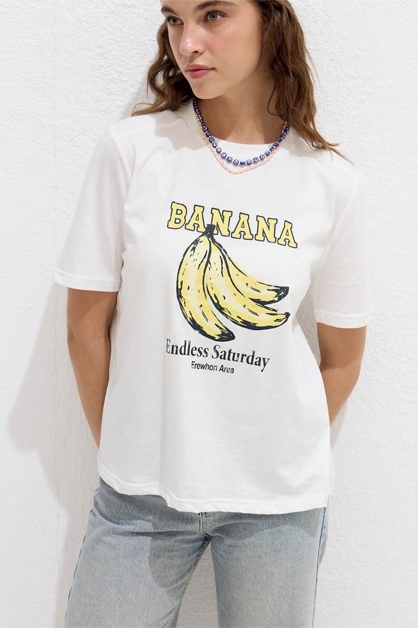 Manuka - DİKİŞ DETAYLI BASKILI TSHIRT BANANA (1)