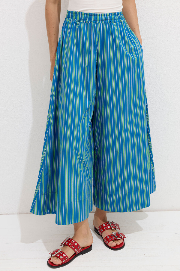 Manuka - STRIPED COTTON TROUSERS GREEN STRIPES (1)