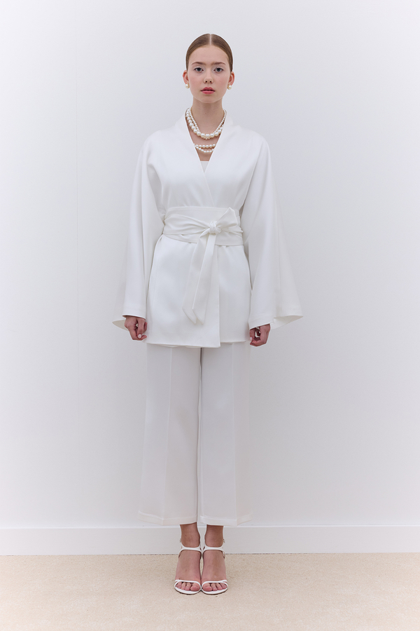 Manuka - SATIN BELT KIMONO ECRU (1)