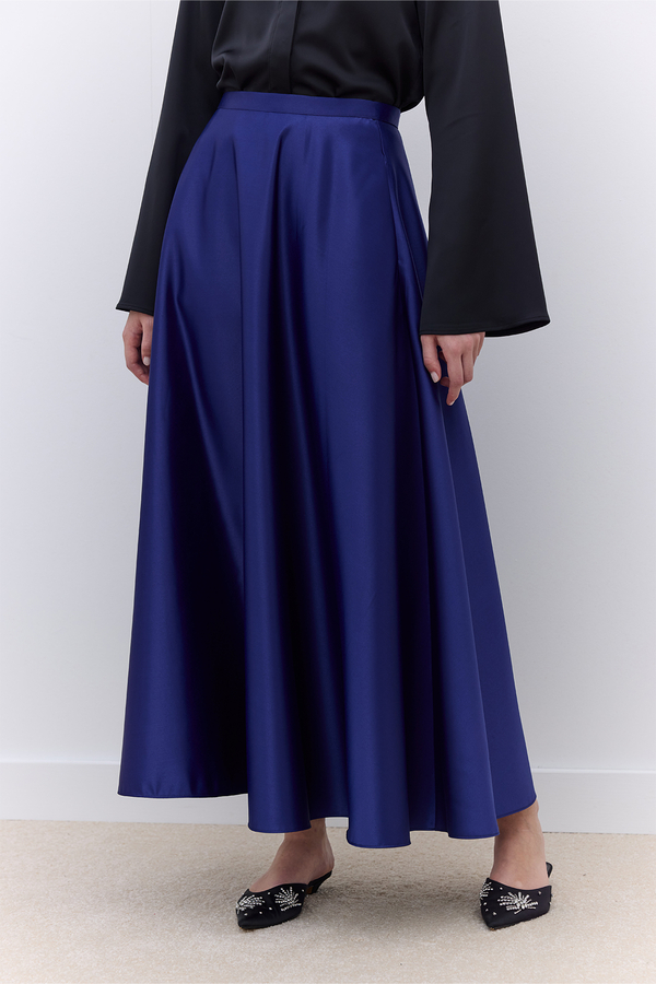 Manuka - SATIN FLASHED EVENING SKIRT NAVY BLUE (1)