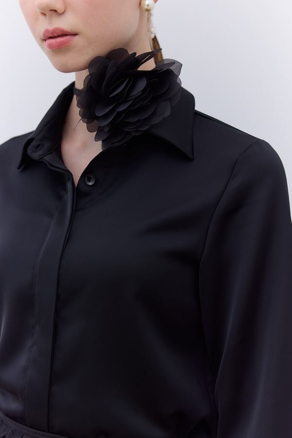 Manuka - SATIN FIT CUT SHIRT BLACK | Manuka (1)