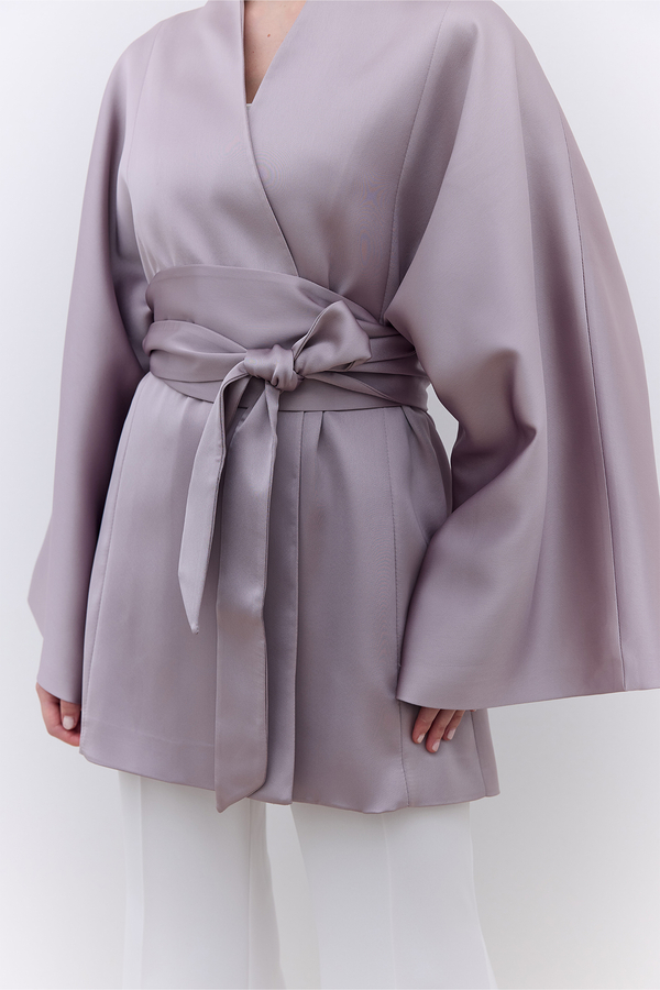 Manuka - SATIN BELT KIMONO MINK (1)