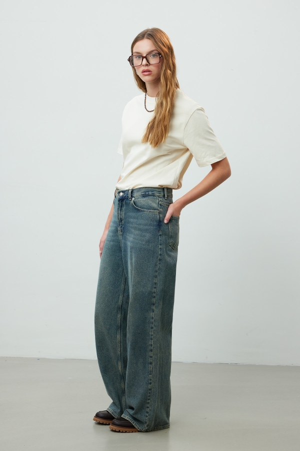 Manuka - WIDE LEG DENIM PANTOLON KOYU MAVİ (1)