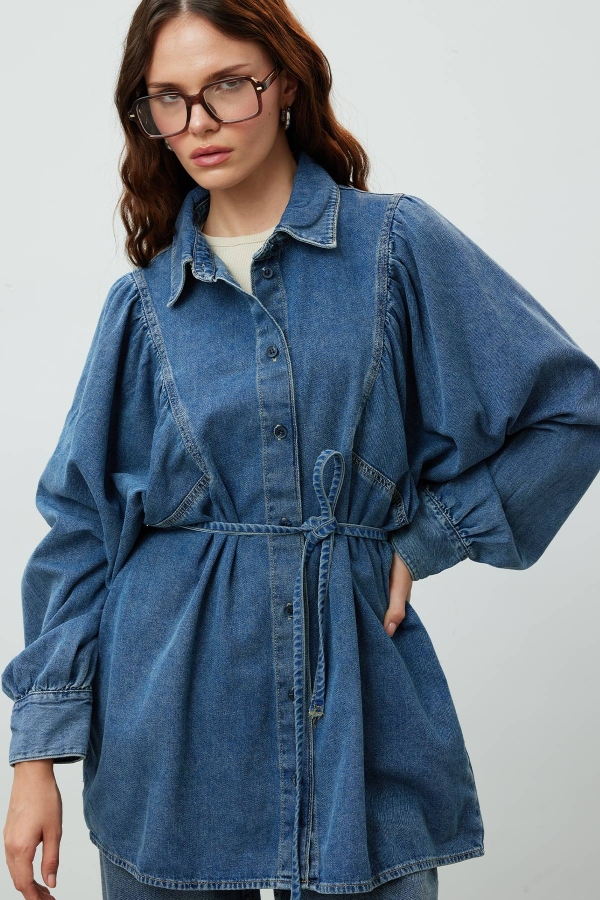 Manuka - BALLOON SLEEVE DENIM SHIRT BLUE (1)