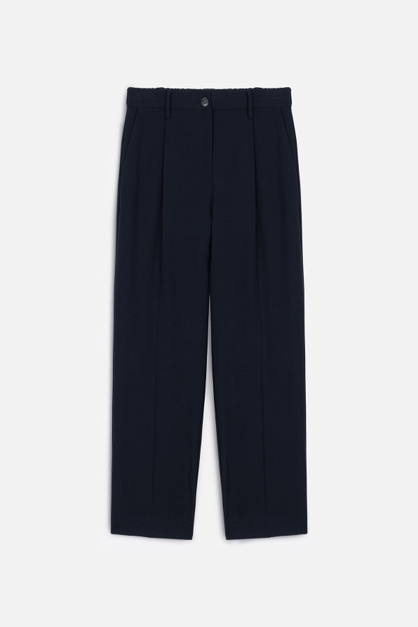 Manuka - CLASSIC CUT PLEATED DETAIL TROUSERS NAVY BLUE (1)