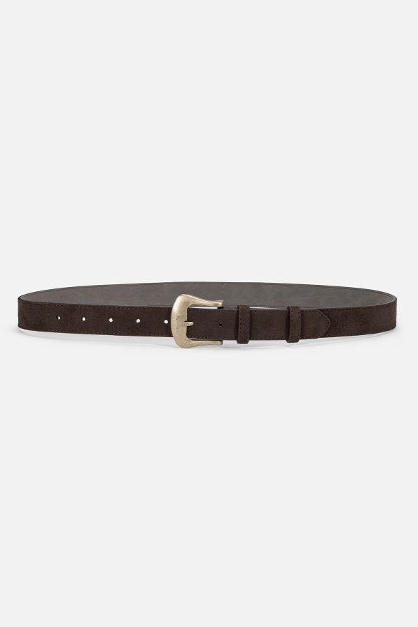 Manuka - SUEDE LEATHER BUCKLE BELT BROWN (1)