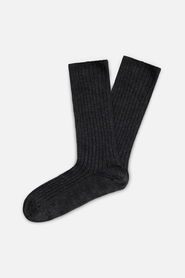 Manuka - RUBED LONG SOCKS ANTHRACITE (1)