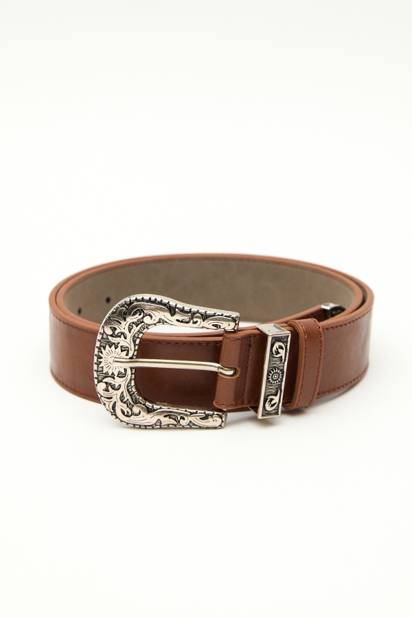 Manuka - COWBOY BUCKLE BELT BROWN (1)