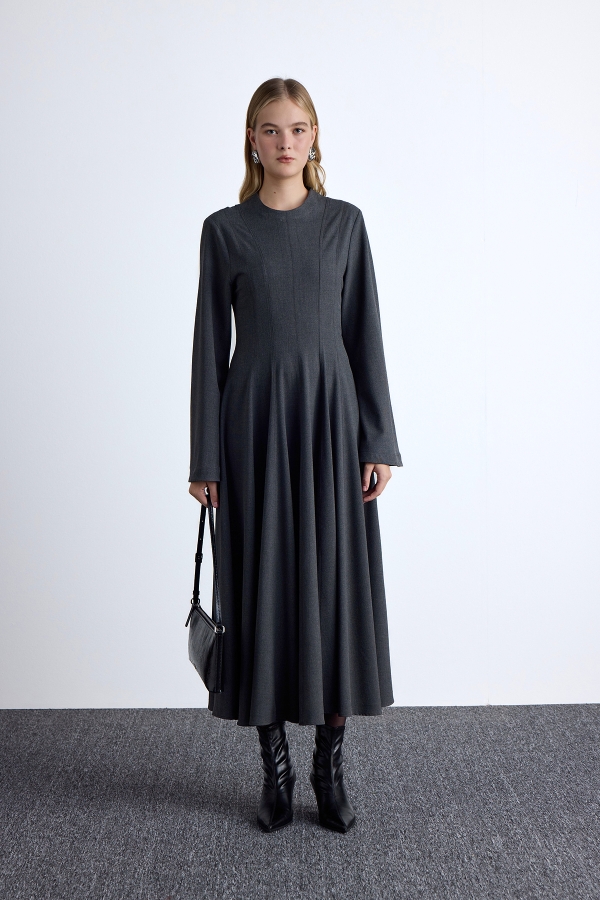 Manuka - ROLLED FIT LONG DRESS ANTHRACITE (1)