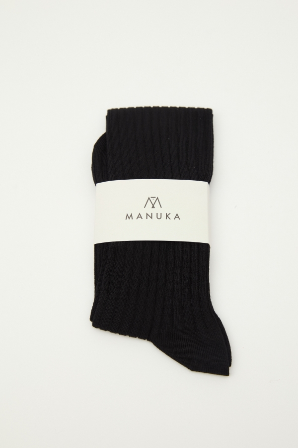 Manuka - RUBED LONG SOCKS BLACK (1)