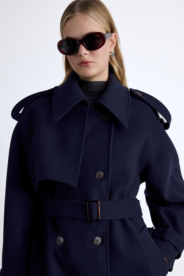 Manuka - EPAOLET DETAILED CACHET COAT NAVY BLUE (1)