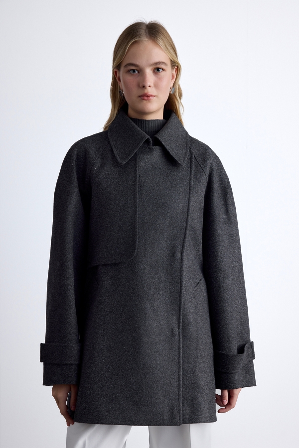 Manuka - MARI DOUBLE TRENCH COAT ANTHRACITE (1)