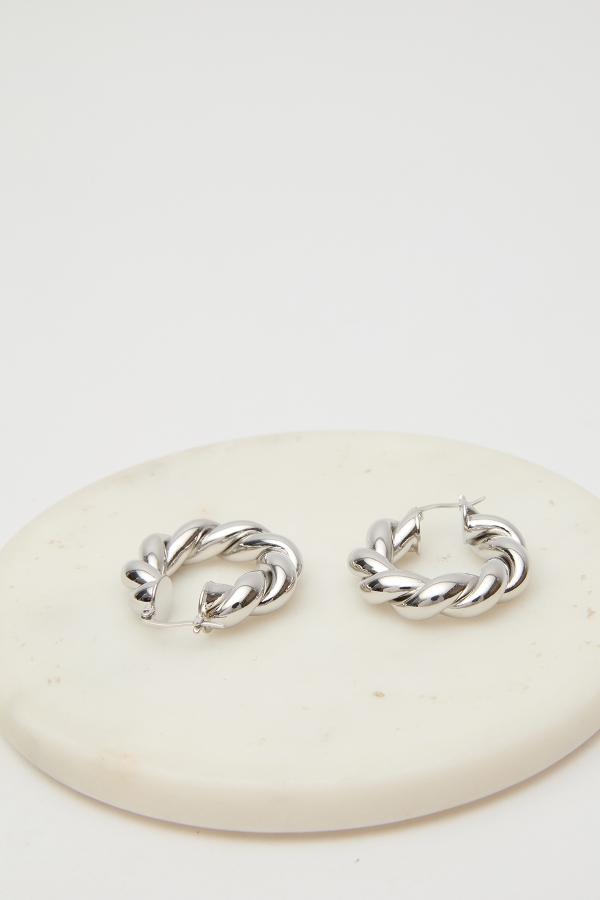 Manuka - STEEL BOARD HOOP EARRINGS SILVER (1)