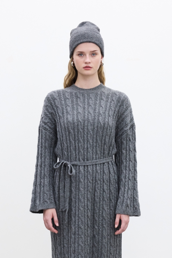 Manuka - HAIR BRAIDED KNITWEAR DRESS ANTHRACITE (1)