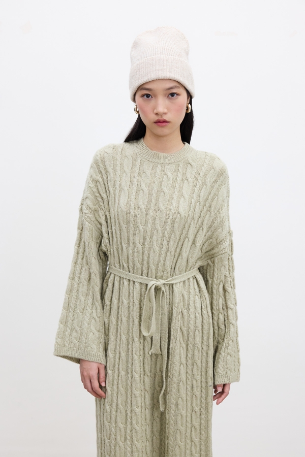 Manuka - HAIR BRAIDED KNITWEAR DRESS SOFT GREEN (1)