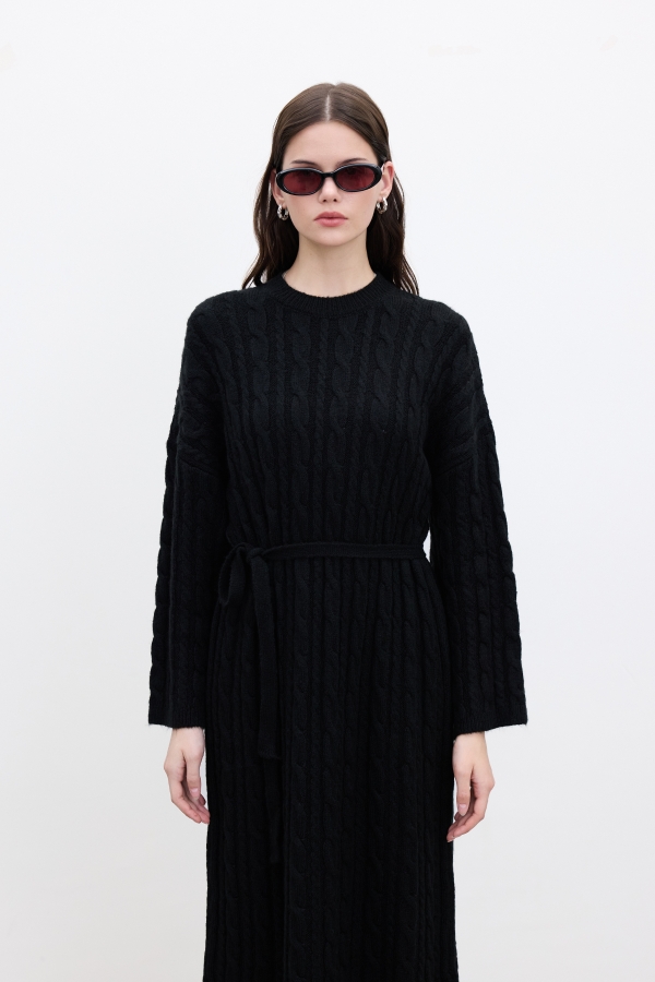 Manuka - HAIR BRAIDED KNITWEAR DRESS BLACK (1)