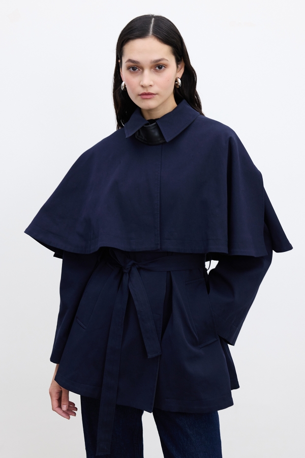 Manuka - TRENCH COAT WITH CAPE DETAILS NAVY BLUE (1)