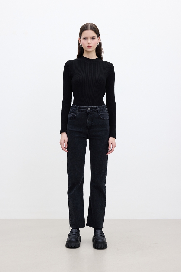 Manuka - STRAIGHT HIGH WAIST DENIM TROUSERS ANTHRACITE (1)