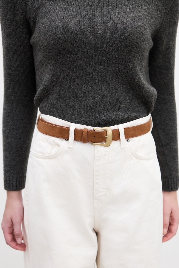 Manuka - SUEDE LEATHER BUCKLE BELT CAMEL (1)