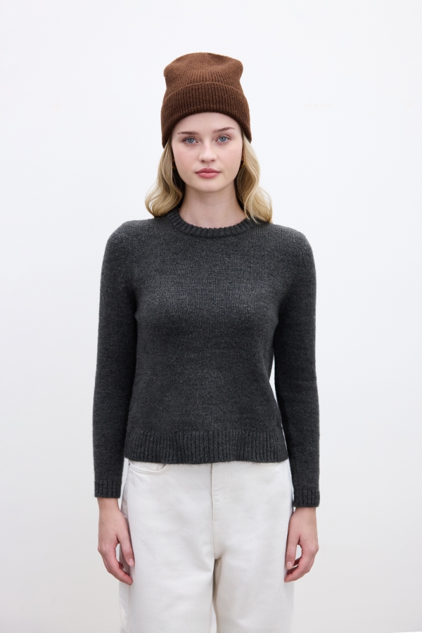 Manuka - CREW NECK FIT KNITWEAR SWEATER ANTHRACITE (1)