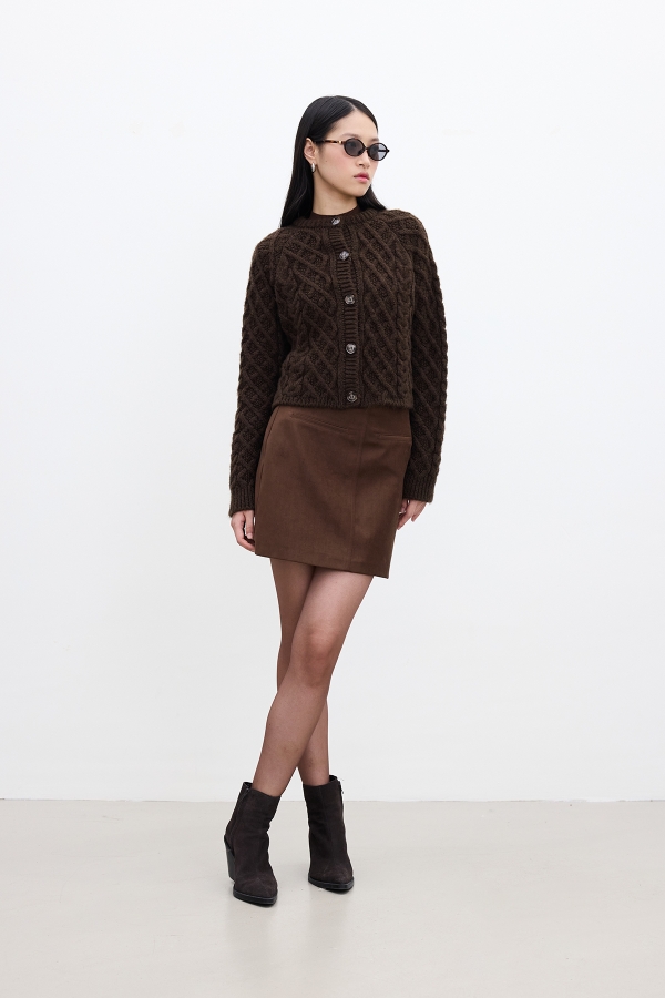 Manuka - FAUX LEATHER MINI SKIRT BROWN (1)