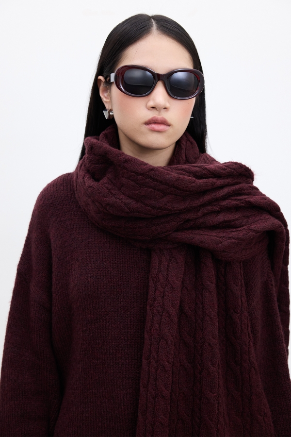 Manuka - HAIR BRAIDED SCARF CLARET RED (1)