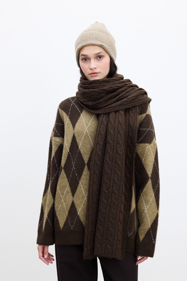 Manuka - HAIR BRAIDED SCARF BROWN (1)