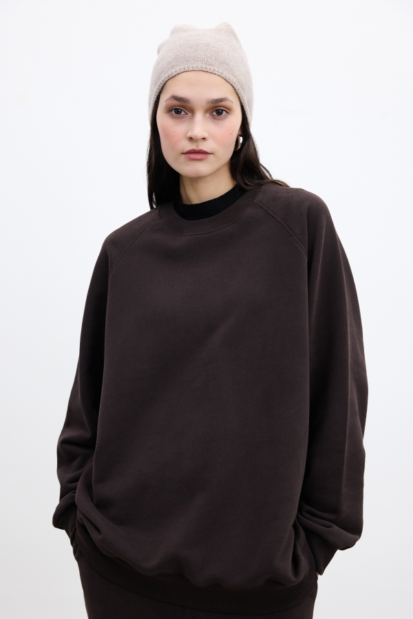 Manuka - OVERSIZE BASIC SWEATSHIRT ACI KAHVE (1)