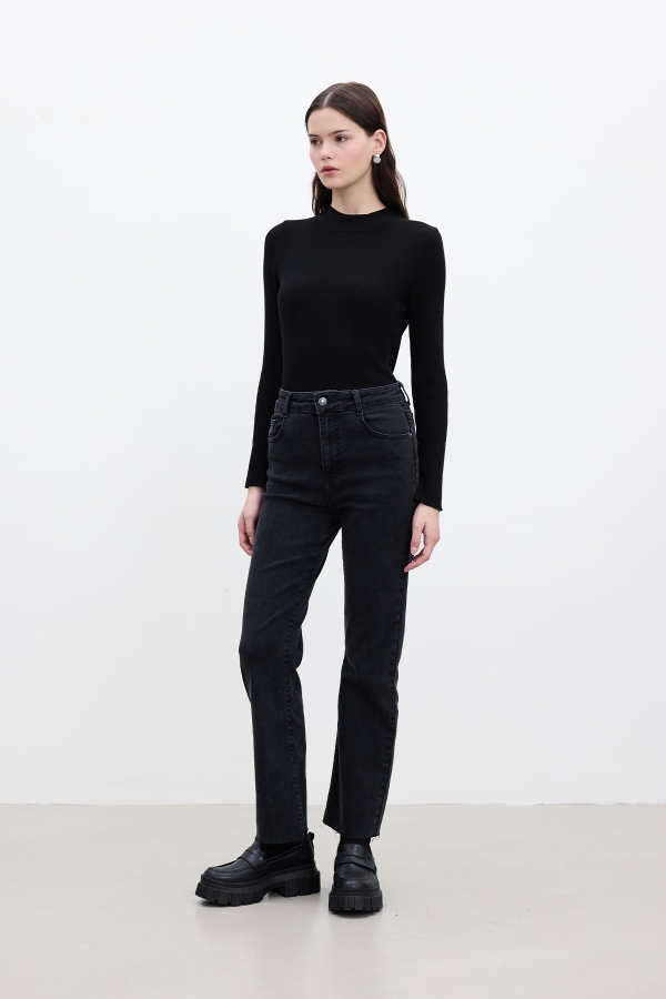 Manuka - HIGH WAIST FLARE JEAN TROUSERS BLACK (1)