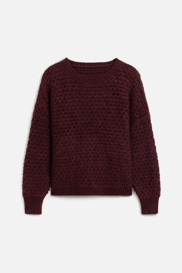 Manuka - PATTERNED KNIT KNIT SWEATER CLARET RED (1)