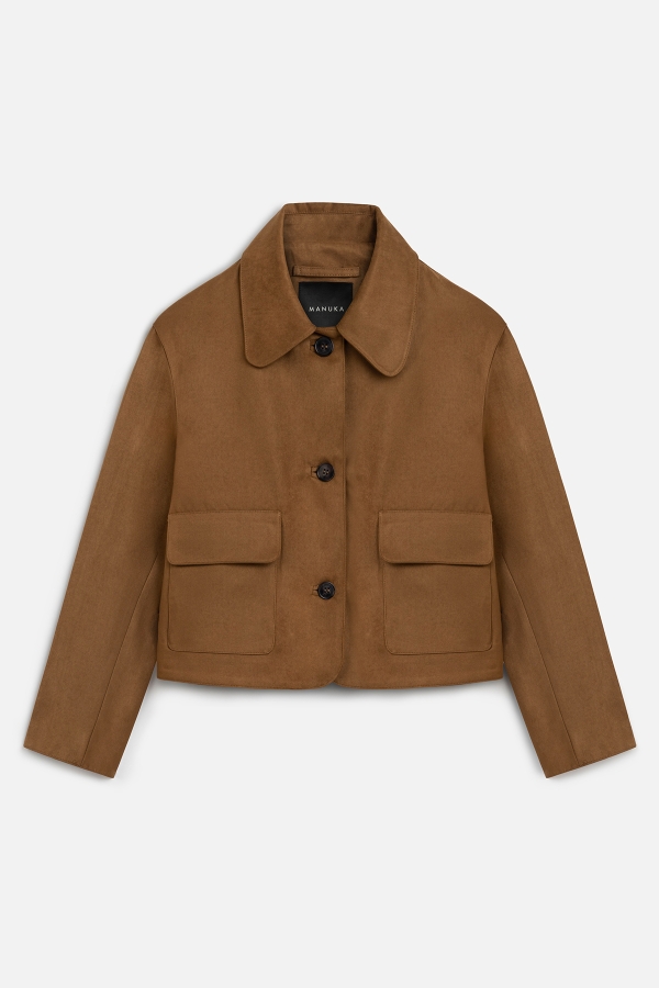 Manuka - ARTIFICIAL SUEDE SHORT JACKET CAMEL (1)