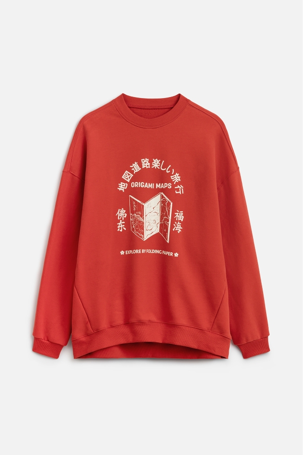 Manuka - OVERSIZE SWEATSHIRT RED WITH PRINT DETAIL (1)