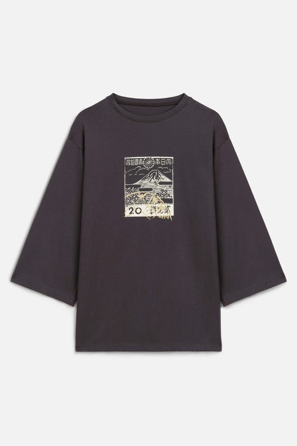 Manuka - OVERSIZE LONG SLEEVE PRINTED TSHIRT BITTER BROWN (1)