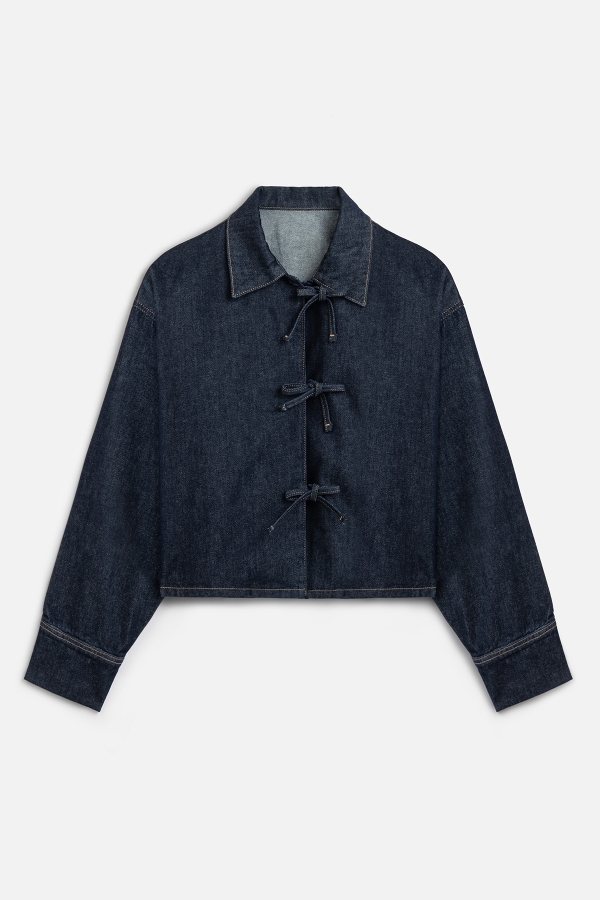 Manuka - LACE UP DENIM BLOUSE DEEP BLUE (1)