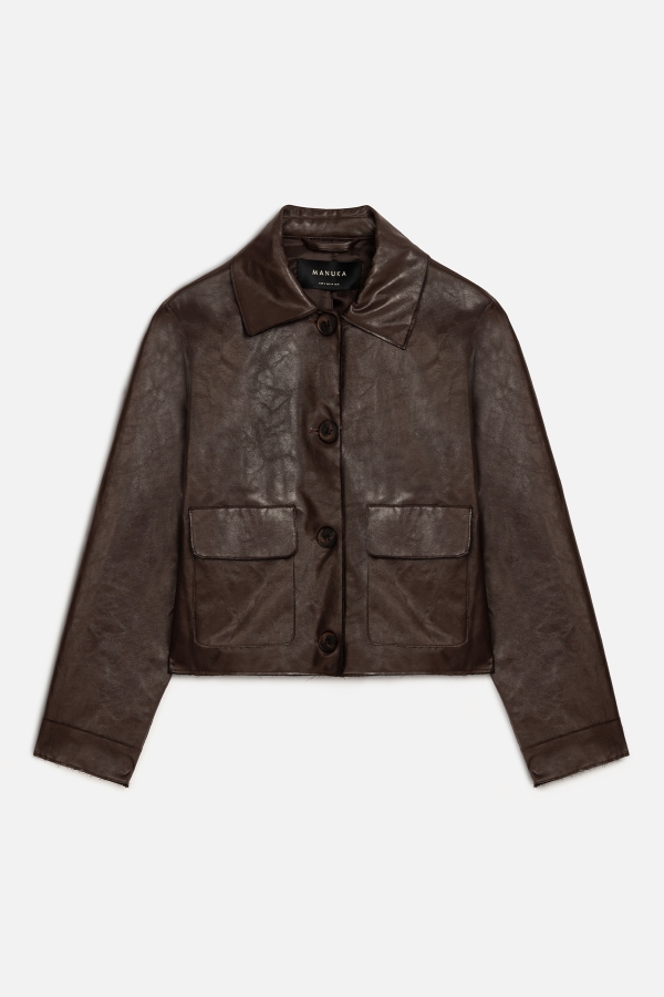 Manuka - LEATHER SHORT JACKET BITTER BROWN (1)