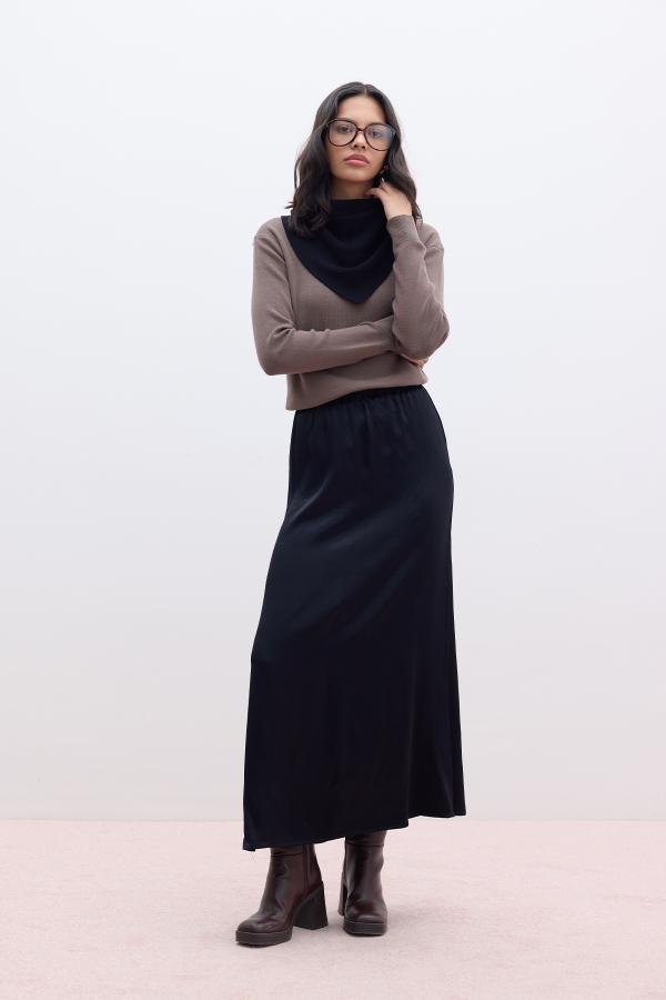 Manuka - SATIN MIDI SKIRT BLACK (1)