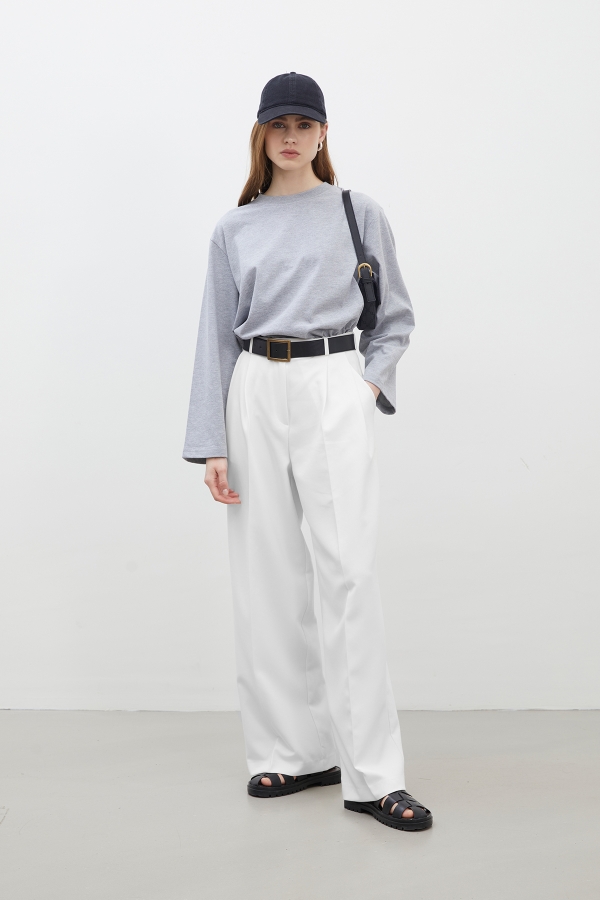 Manuka - PLEATED WIDE LEG TROUSERS ECRU (1)