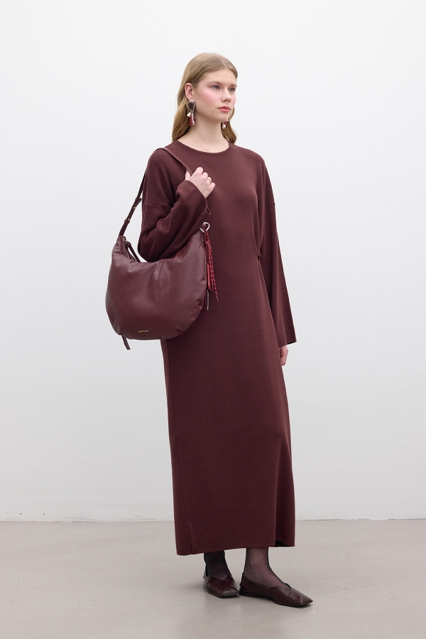 Manuka - KNITWEAR BINDING DRESS CLARET RED (1)