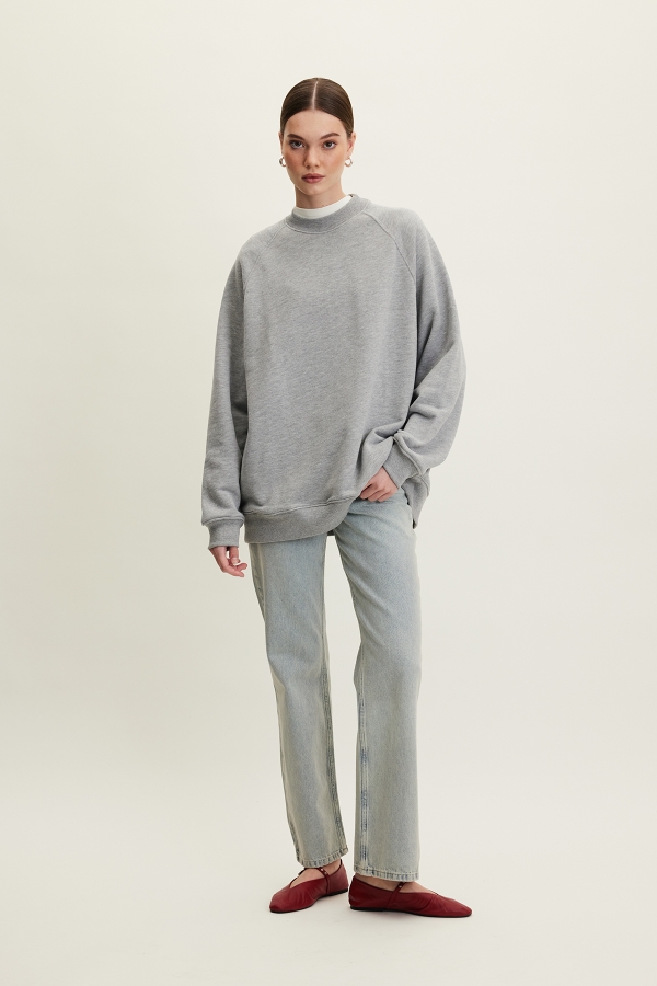 Manuka - OVERSIZE BASIC SWEATSHIRT GRİ MELANJ (1)