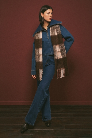 UZUN HAFİF GENİŞ PAÇA JEAN PANTOLON KOYU MAVİ