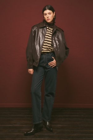 RETRO TARZ OVERSIZE DERİ CEKET ACI KAHVE